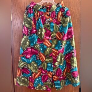 Vintage Colorful Leaf Print Maxi Skirt